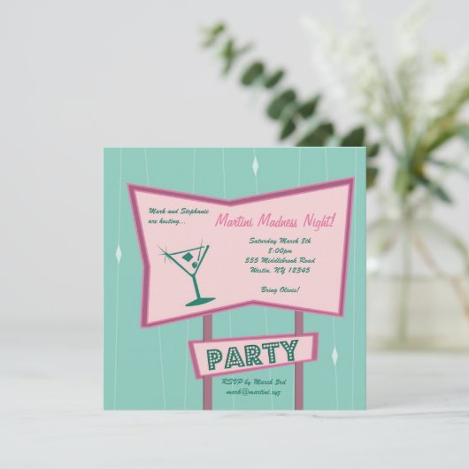 Martini-Wahnsinn Einladung (Stehend Vorderseite)