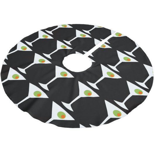 Martini-Weihnachtsbaum-Rock (Schwarzes) Polyester Weihnachtsbaumdecke (Schrägansicht)