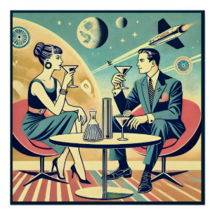 Martini Weltraum-Reiseplakate Flugpersonal Poster