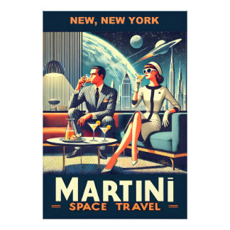 Martini Weltraum-Reiseplakate Neu, New York Fotodruck
