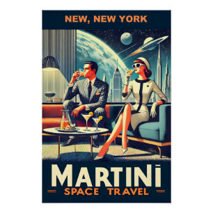 Martini Weltraum-Reiseplakate Neu, New York Poster