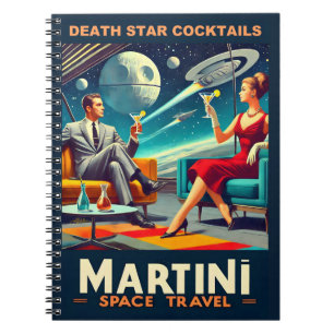 Martini Weltraum-Reiseplakate Todesstern Cocktails Notizblock