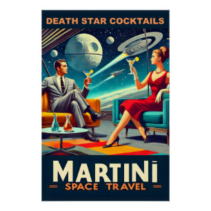 Martini Weltraum-Reiseplakate Todesstern Cocktails Poster