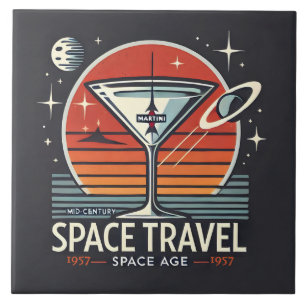 Martini Weltraumfahrt 1957 Space Age Logo Fliese