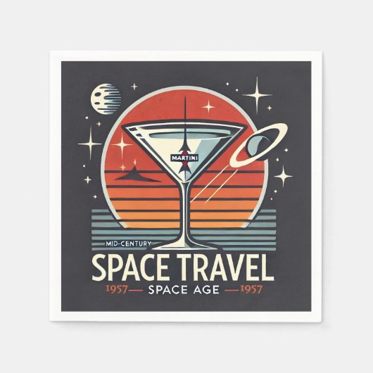 Martini Weltraumfahrt 1957 Space Age Logo Serviette (Vorderseite)