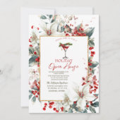 Martini White Poinsettia Holiday Open House Einladung (Vorderseite)