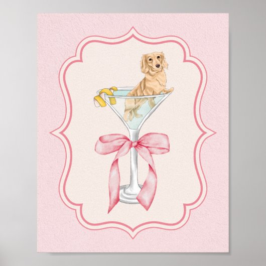 Martini Würstchen Coquette Dackel Wasserfarbe Poster (Vorne)