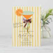 Martini Yellow Stripes Bow Bridal Shower Einladung (Stehend Vorderseite)
