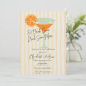 Martini Yellow Stripes Brautparty Einladung (Stehend Vorderseite)