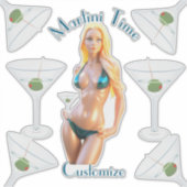 Martini-Zeit Bikini-Babe Thunder_Cove  Aufkleber (Vorderseite)