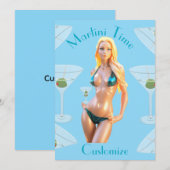 Martini-Zeit Bikini-Babe Thunder_Cove Einladung (Vorne/Hinten)