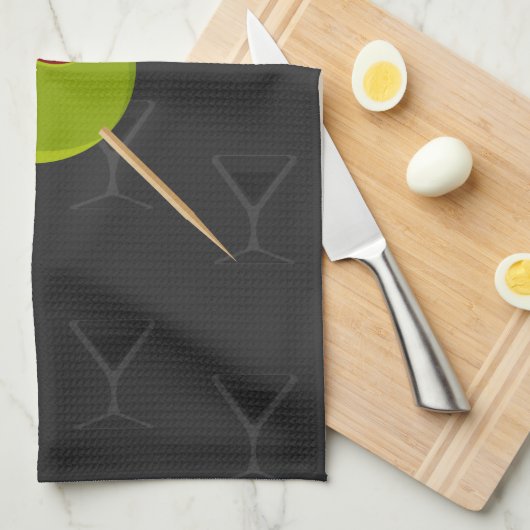 Martini-Zeit-Schwarz-Geschirrtuch Handtuch (Viertel Falte)