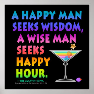 MARTINI ZEN ART: Weiser Mann sucht Happy Hour Post Poster