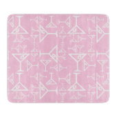 Martiniglasentwurfs-Retro Martini-Muster-Rosa Schneidebrett (Vorderseite)