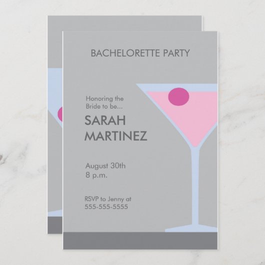 Martinipink, Honoring the Bride to be..., Augus... Einladung (Vorne/Hinten)