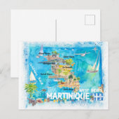 Martinique Antilles Illustriert Karibik Reisen Postkarte (Vorne/Hinten)