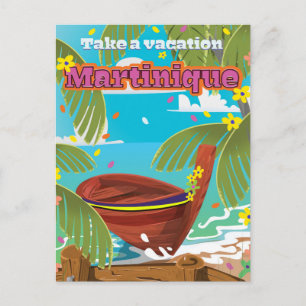 Martinique Cartoon-Reiseposter Postkarte