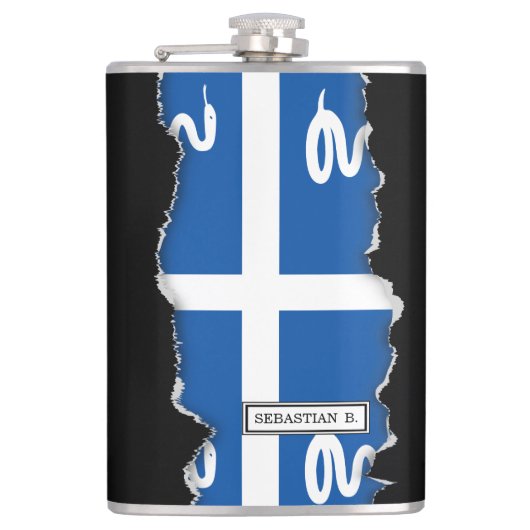 Martinique-Flagge Flachmann (Vorderseite)