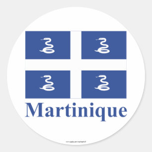Martinique-Flagge mit Namen Runder Aufkleber