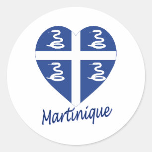 Martinique-Flaggen-Herz Runder Aufkleber
