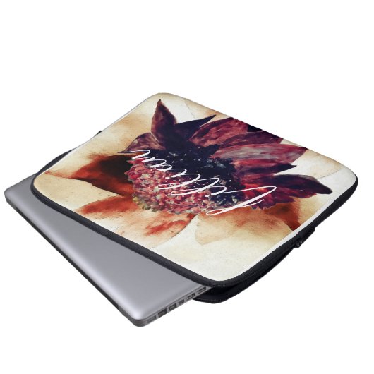 Martinique Karibik Blume Mit Monogramm Name Laptopschutzhülle (Vorne Knopf)