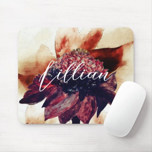 Martinique Karibik Blume Mit Monogramm Name Mousepad (Mit Mouse)