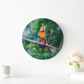 Martinique Macaw Große Wanduhr (Zuhause)