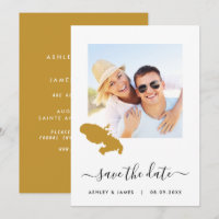 Martinique Map Foto Wedding Save the Date Card