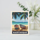 Martinique Tropical Paradise, Vintag Beach Travel Postkarte (Stehend Vorderseite)