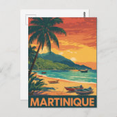 Martinique Vintag Beach Postkarte (Vorne/Hinten)
