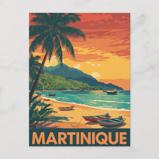 Martinique Vintag Beach Postkarte (Vorderseite)
