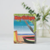 Martinique Vintage Reiseplakat Postkarte (Stehend Vorderseite)