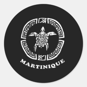 Martinique Vintage Retro Tril Turtle Urlaub Gesche Runder Aufkleber
