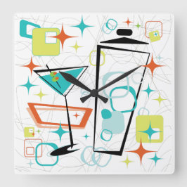 Martinis A Go-Go-Clock Quadratische Wanduhr