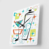Martinis A Go-Go-Clock Quadratische Wanduhr (Winkel)