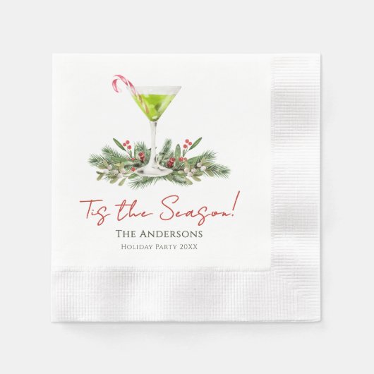 Martinis and Mistletoe Custom Christmas Party Serviette (Vorderseite)