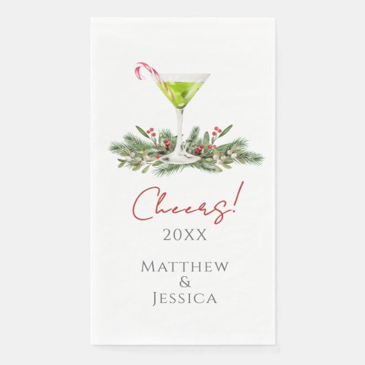 Martinis and Mistletoe Custom Holiday Guest Towels Serviette (Vorderseite)