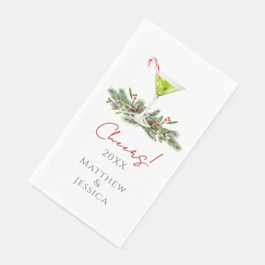 Martinis and Mistletoe Custom Holiday Guest Towels Serviette (Ecke)