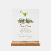 Martinis and Mistletoe Holiday Party Bar Menu Acrylschild (Vorderseite)