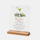 Martinis and Mistletoe Holiday Party Bar Menu Acrylschild (Winkel)