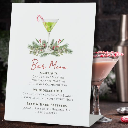 Martinis and Mistletoe Holiday Party Bar Menu Sockelschild