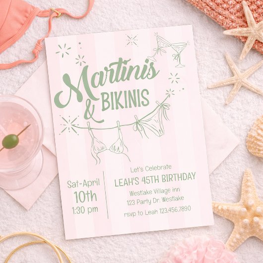 Martinis & Bikinis Birthday Invitation | Pool Part Einladung