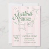 Martinis & Bikinis Birthday Invitation | Pool Part Einladung (Vorderseite)