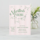 Martinis & Bikinis Birthday Invitation | Pool Part Einladung (Stehend Vorderseite)
