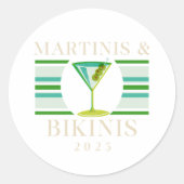 Martinis & Bikinis - Retro 2025 Junggeselinnen-Abs Runder Aufkleber (Vorderseite)