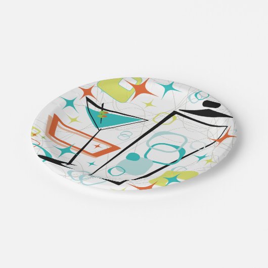 Martinis eine Gehen-Gehen Party-Platte Pappteller (Schrägansicht)