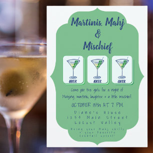 Martinis Mahj & Unfug Mahjong Cocktailparty Einladung