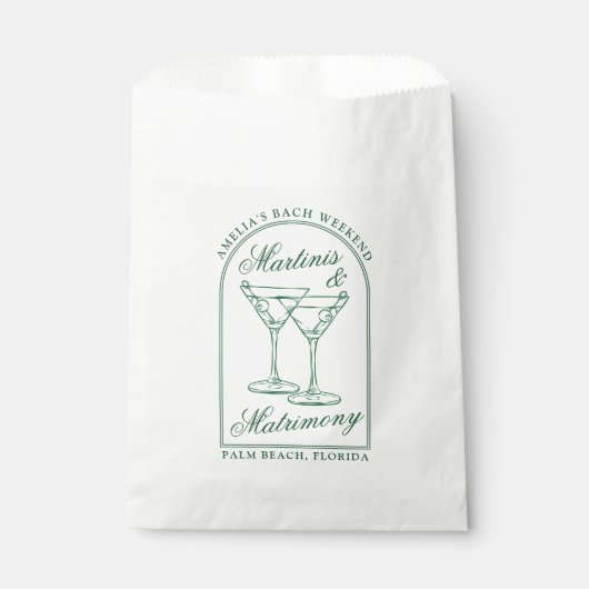 Martinis & Matrimony Bachelorette Wochenende Geschenktütchen (Vorderseite)