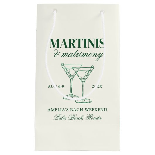 Martinis & Matrimony Bachelorette Wochenende Kleine Geschenktüte (Vorderseite)