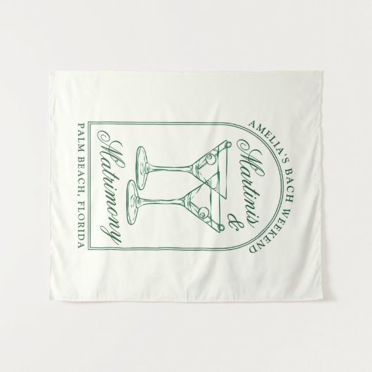 Martinis & Matrimony Bachelorette Wochenende Wandteppich (Vorderseite (Horizontal))